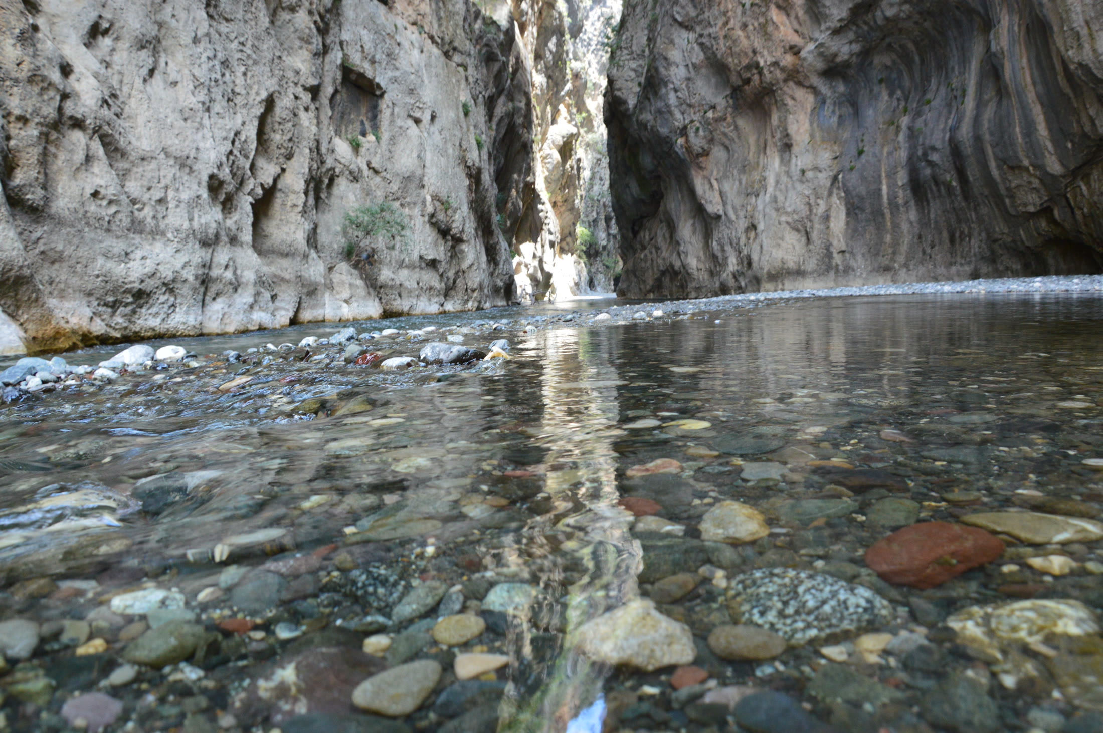 Clear river running through the rocky Grevena gorge