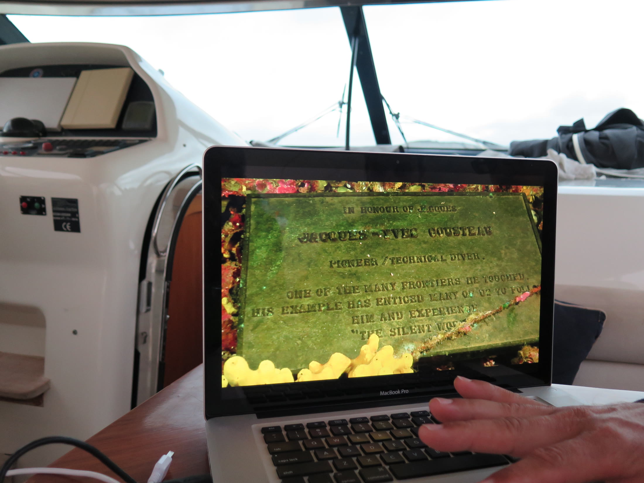 Underwater survey footage reviewed aboard the production vessel